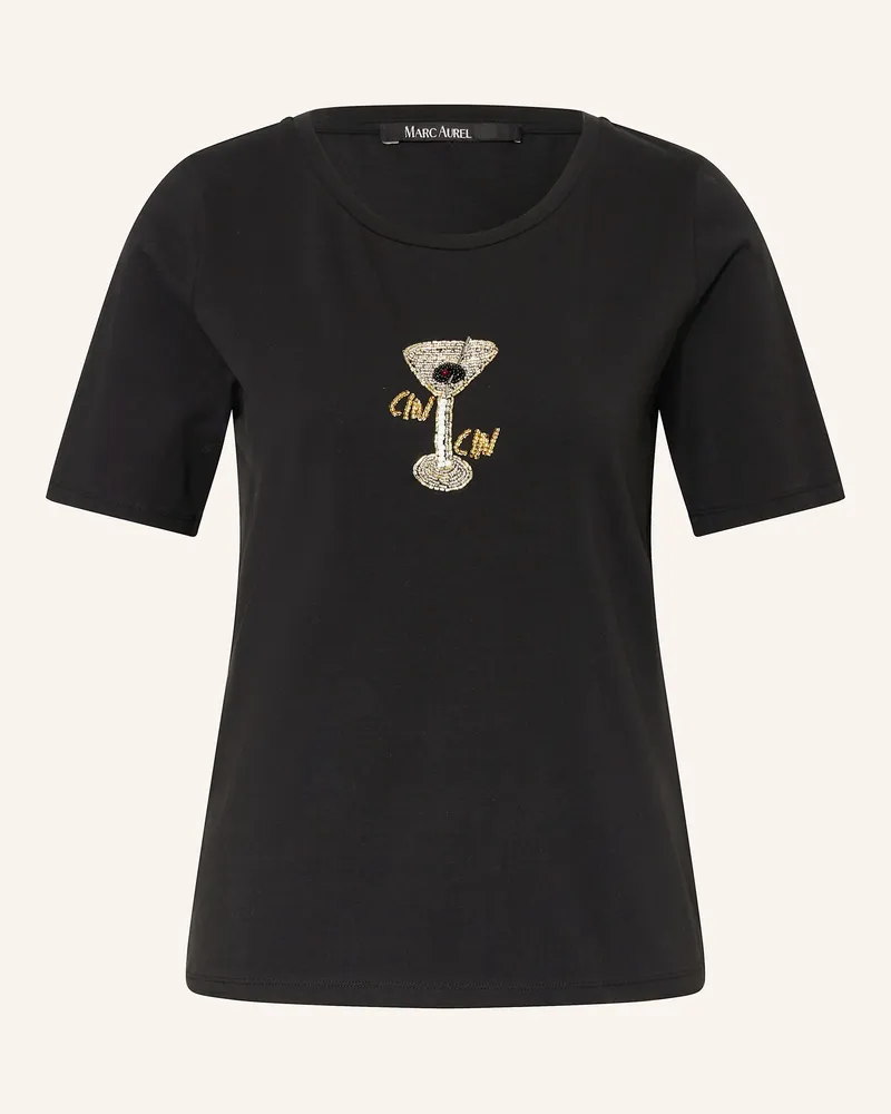 MARC AUREL T-Shirt mit Schmucksteinen Schwarz