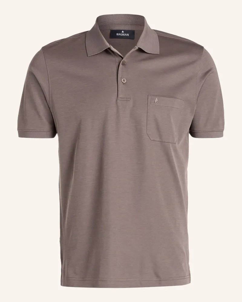 Ragman Piqué-Poloshirt braun Sand