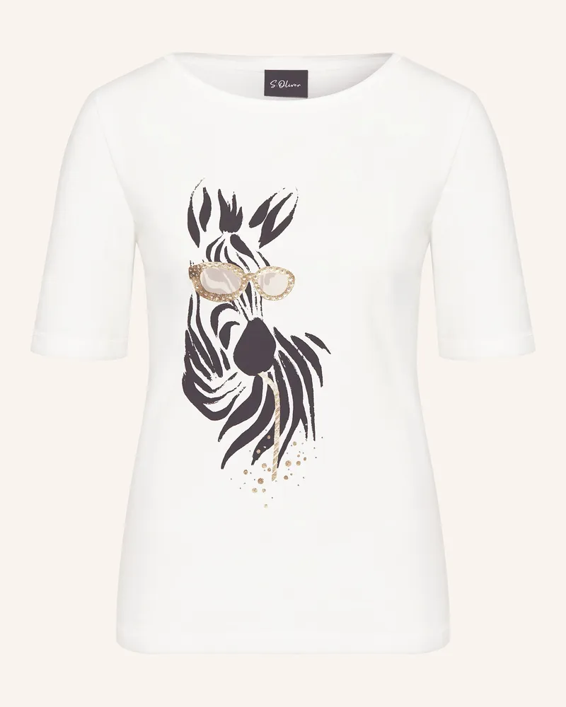 S.Oliver T-Shirt mit Schmucksteinen Weiss