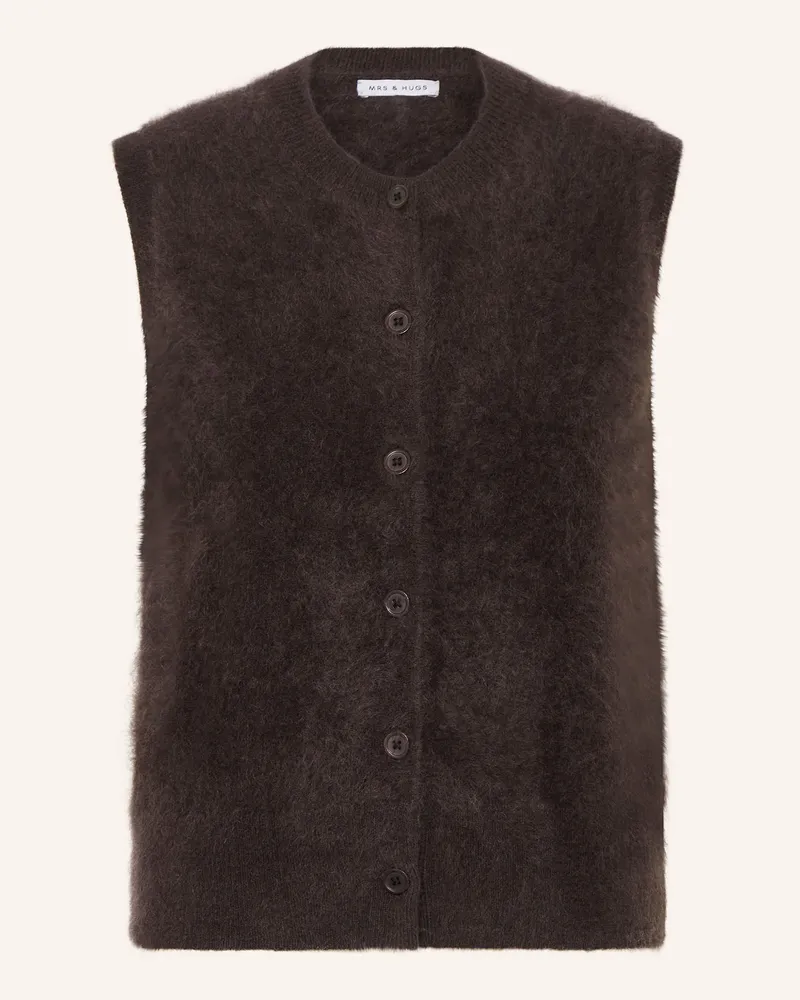 Mrs & HUGS Strickweste aus Cashmere Dunkelbraun