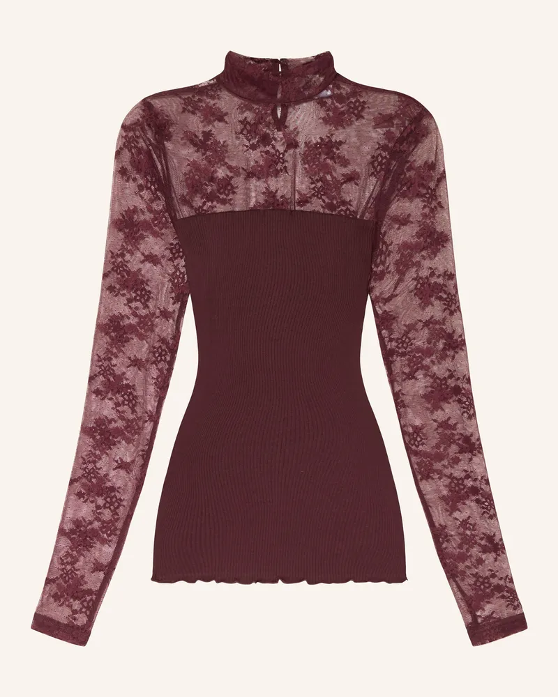 Rosemunde Longsleeve BALTA im Materialmix Dunkelrot