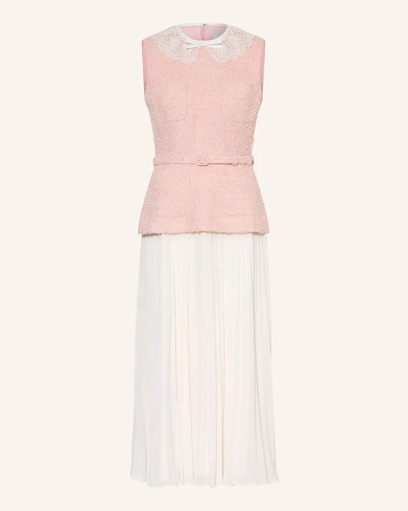 Self-Portrait Bouclé-Kleid Im Materialmix Mit Glitzergarn pink Rosa