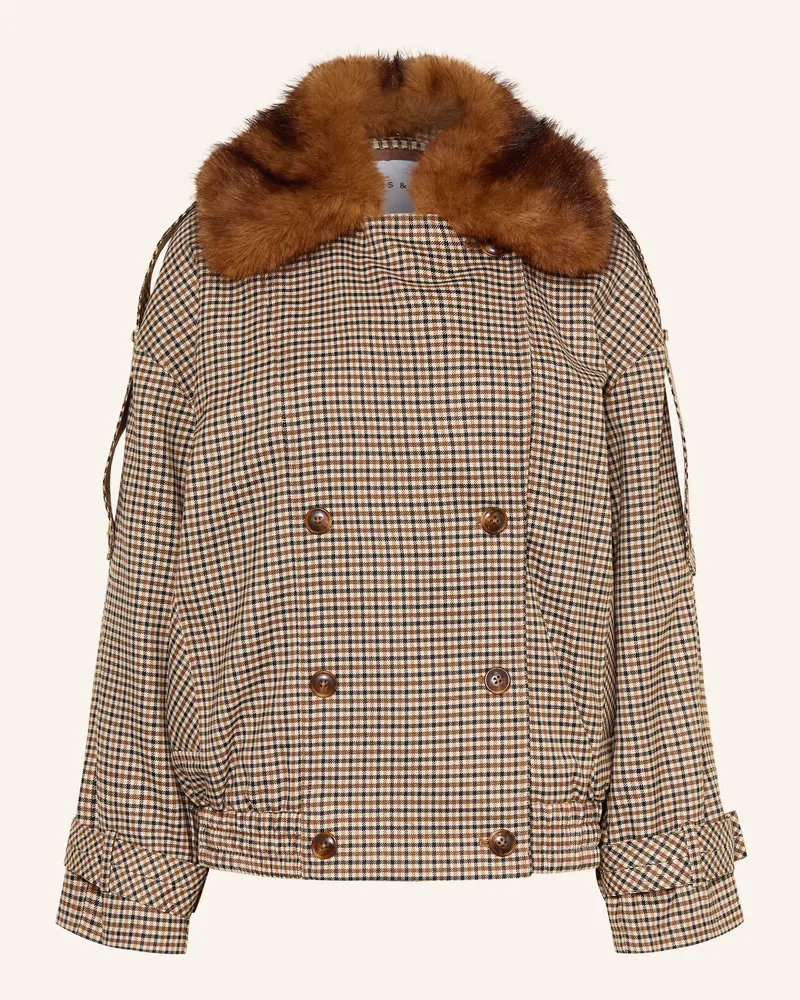 Mrs & HUGS Cabanjacke Mit Abnehmbarem Kunstfell braun Braun