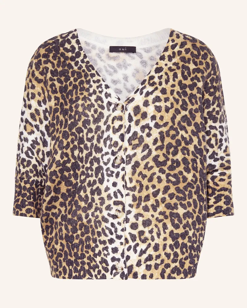 Oui  Strickjacke mit 3/4-Arm Beige