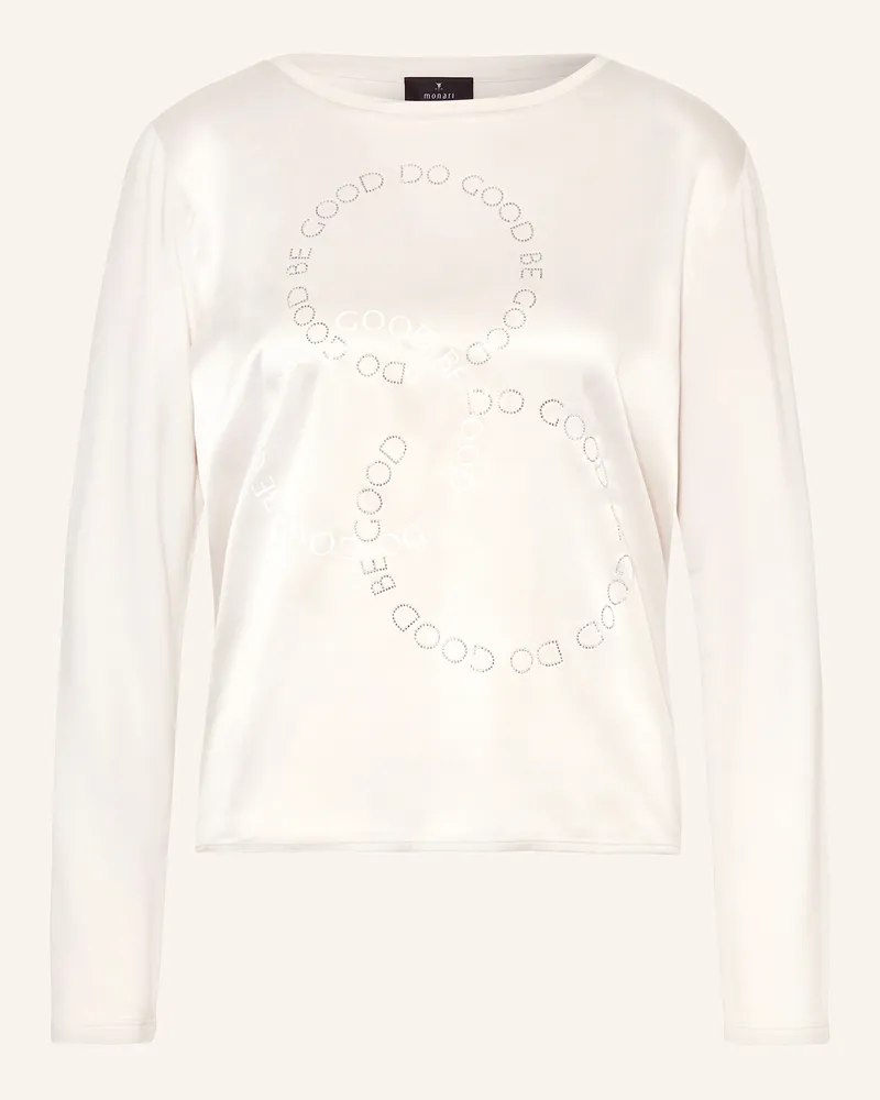 monari Longsleeve im Materialmix mit Schmucksteinen Creme