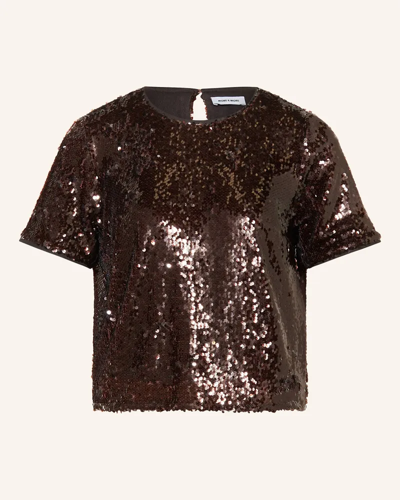 More & More Blusenshirt mit Pailletten Dunkelbraun