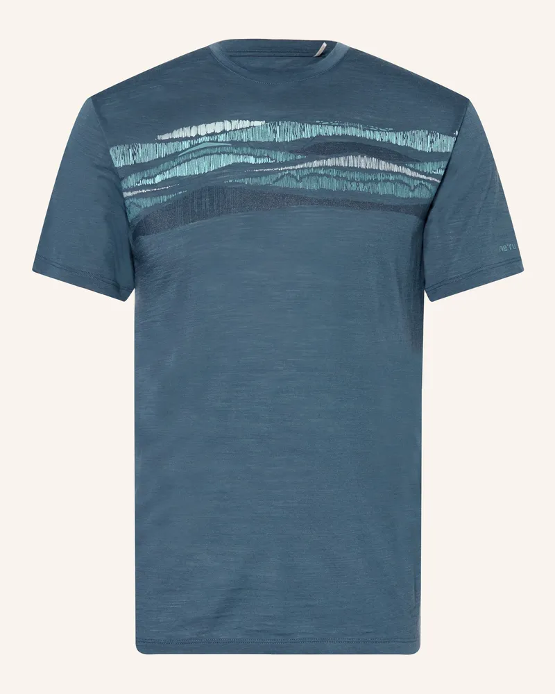 me°ru' T-Shirt MURTOSA mit Merinowolle Petrol