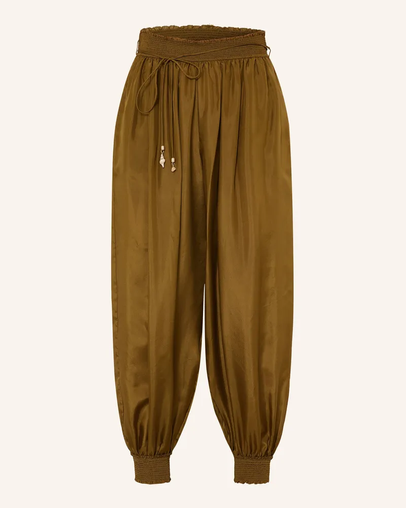 Zimmermann Satinhose Mahon Aus Seide Mit Rüschen gruen Oliv