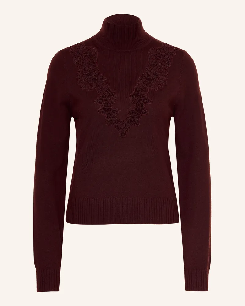 Zimmermann Pullover Valiant Aus Merinowolle Mit Spitze braun Dunkelrot