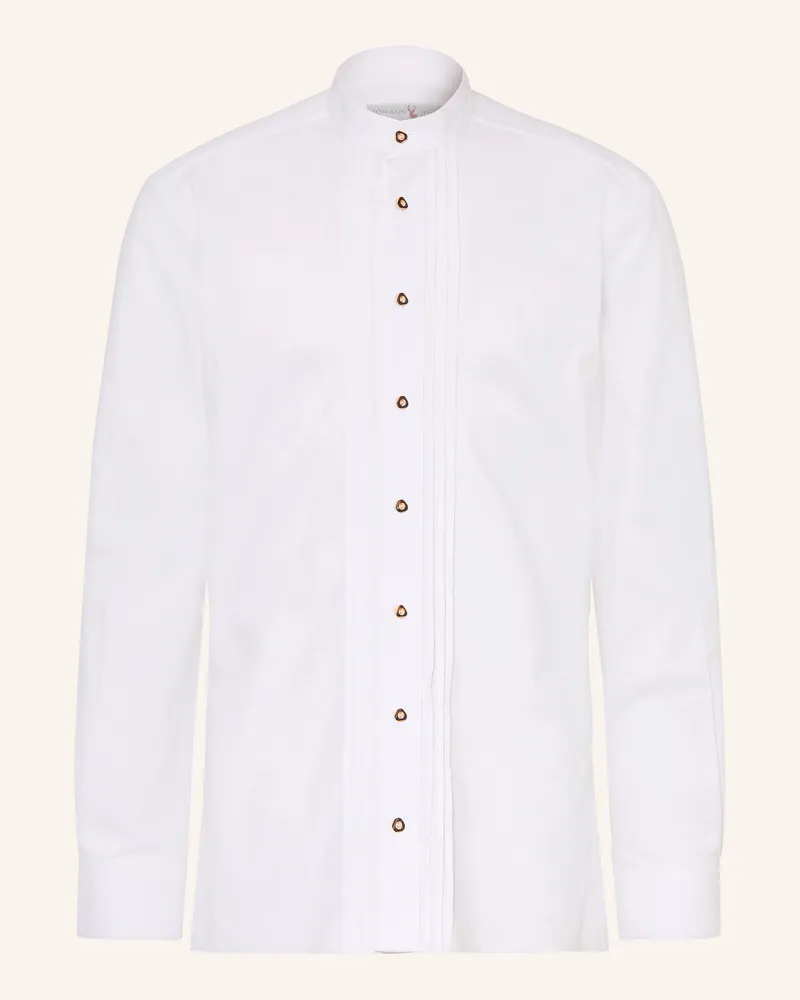 Johann & Johanna Trachtenhemd Slim Fit Mit Stehkragen weiss Weiss