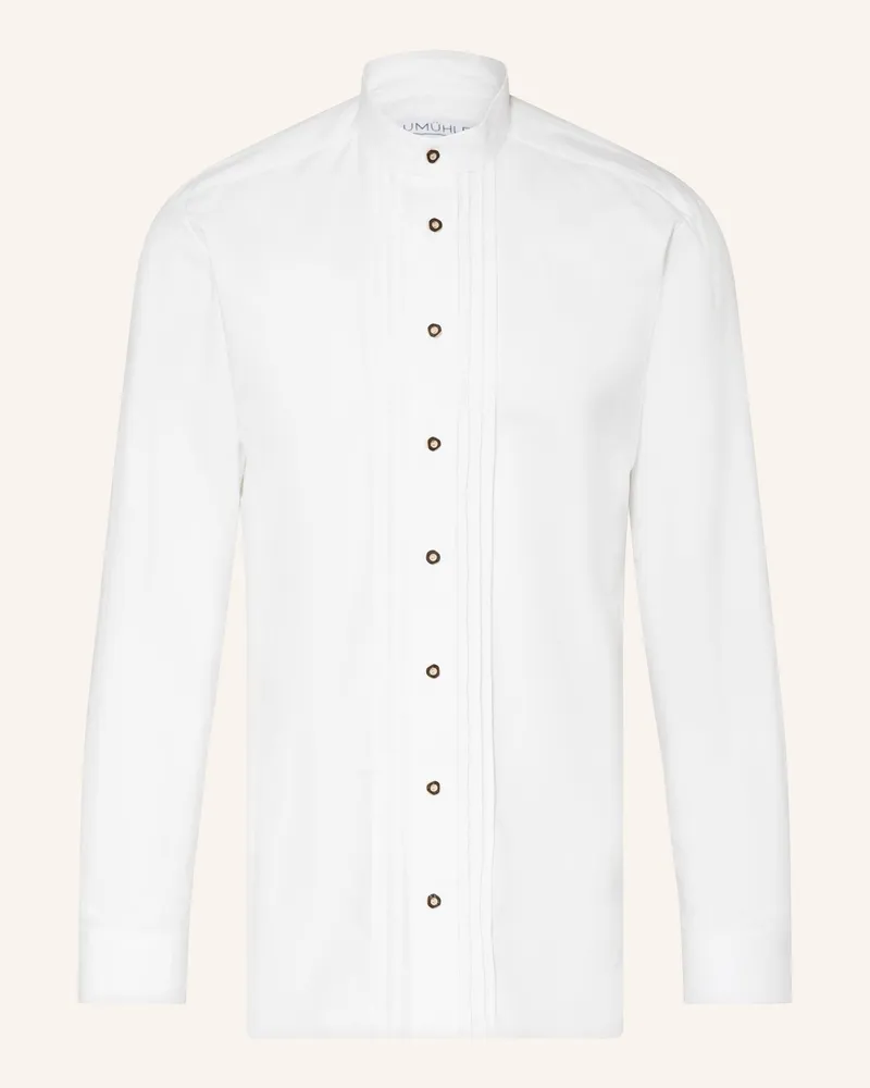 Johann & Johanna Trachtenhemd Slim Fit Mit Stehkragen weiss Weiss