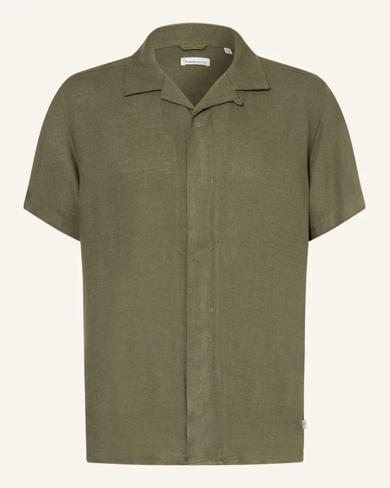 Knowledge Cotton Apparel Outdoor-Hemd Moss Relaxed Fit gruen Oliv