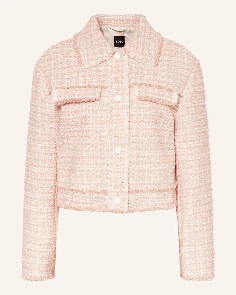 HUGO BOSS Kastenjacke JETONA aus Bouclé Lachs