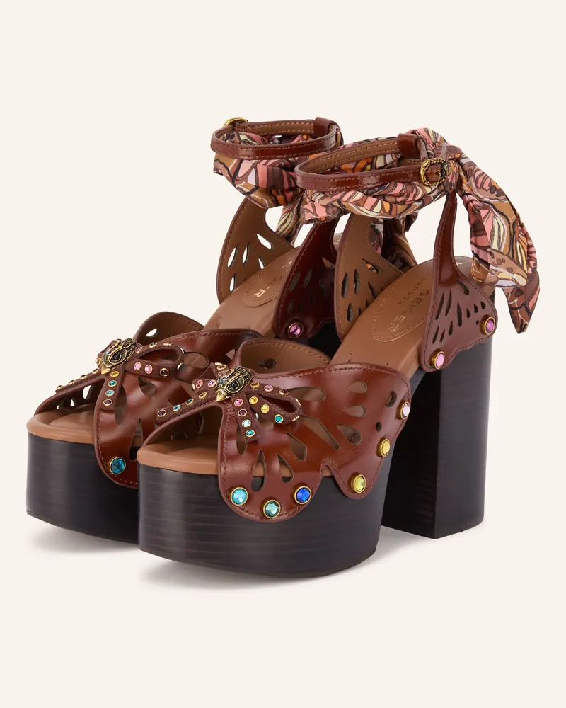 Kurt Geiger Plateau-Sandaletten Mit Schmucksteinbesatz braun Dunkelbraun