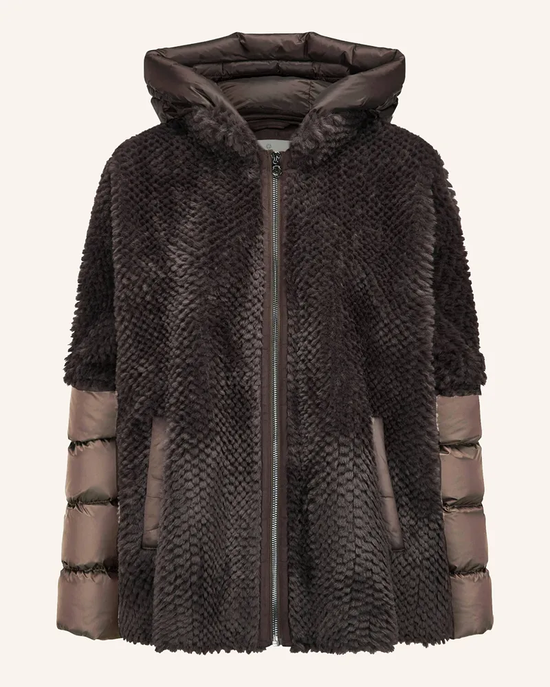Milestone Kunstpelz-Jacke MSWEGA im Materialmix Dunkelbraun