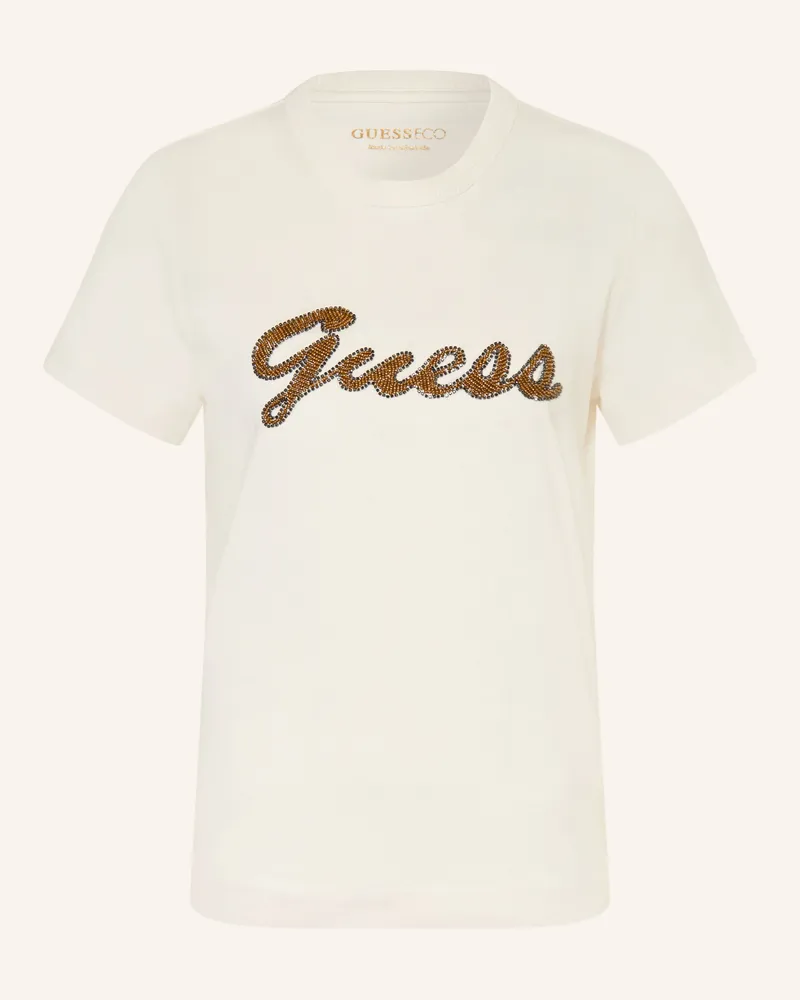 Guess T-Shirt Mit Schmucksteinen weiss Weiss