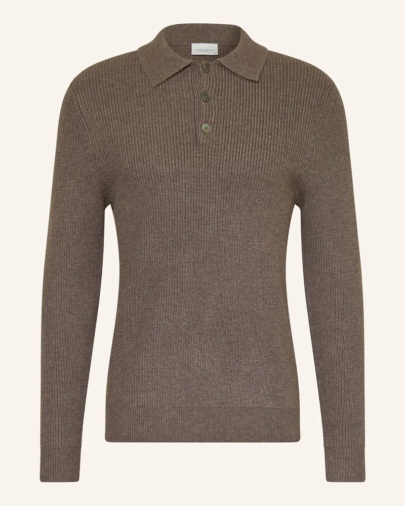 Profuomo Strick-Poloshirt Dunkelbraun