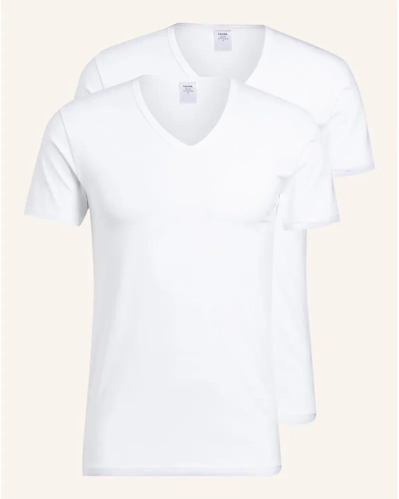 Calida 2er-Pack V-Shirts NATURAL BENEFIT Weiss