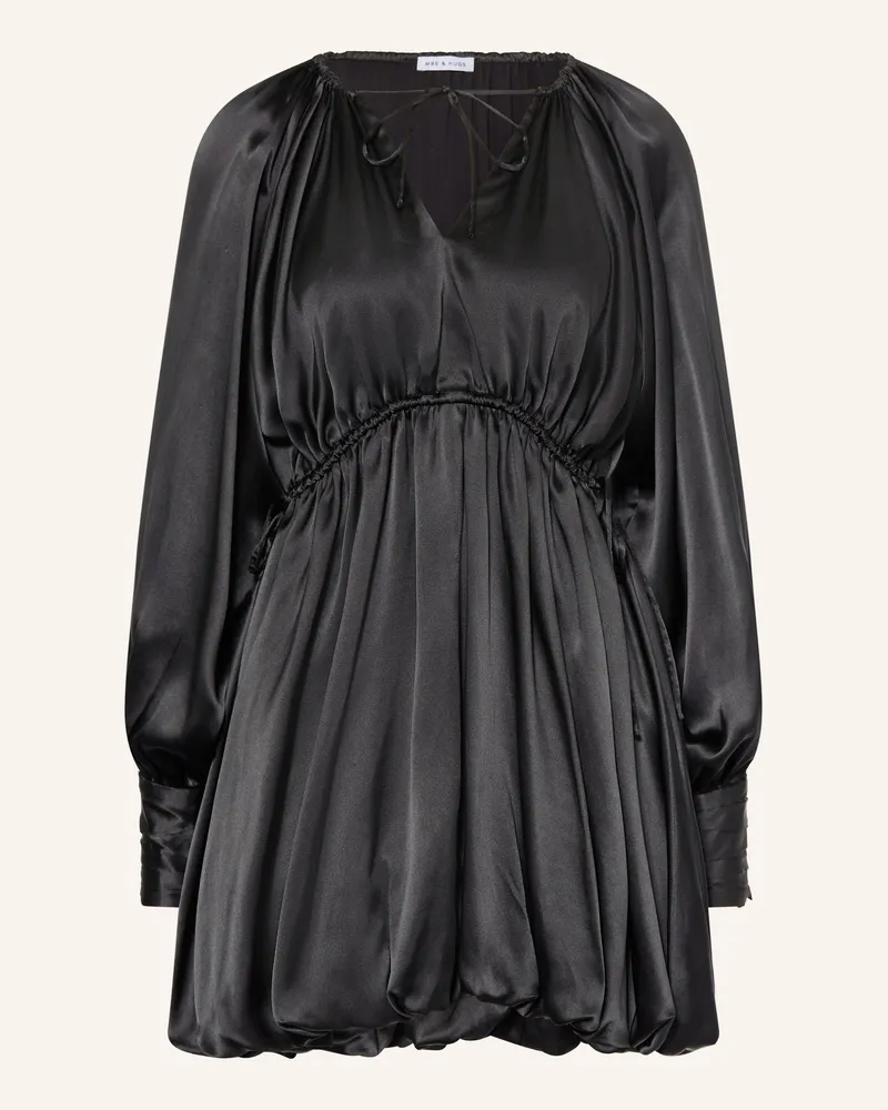 Mrs & HUGS Satinkleid mit Seide Schwarz