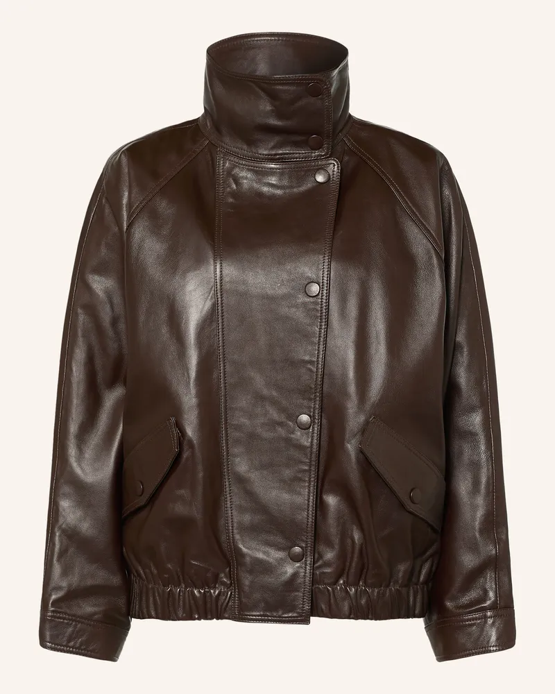 Sandro Oversized-Lederjacke braun Dunkelbraun