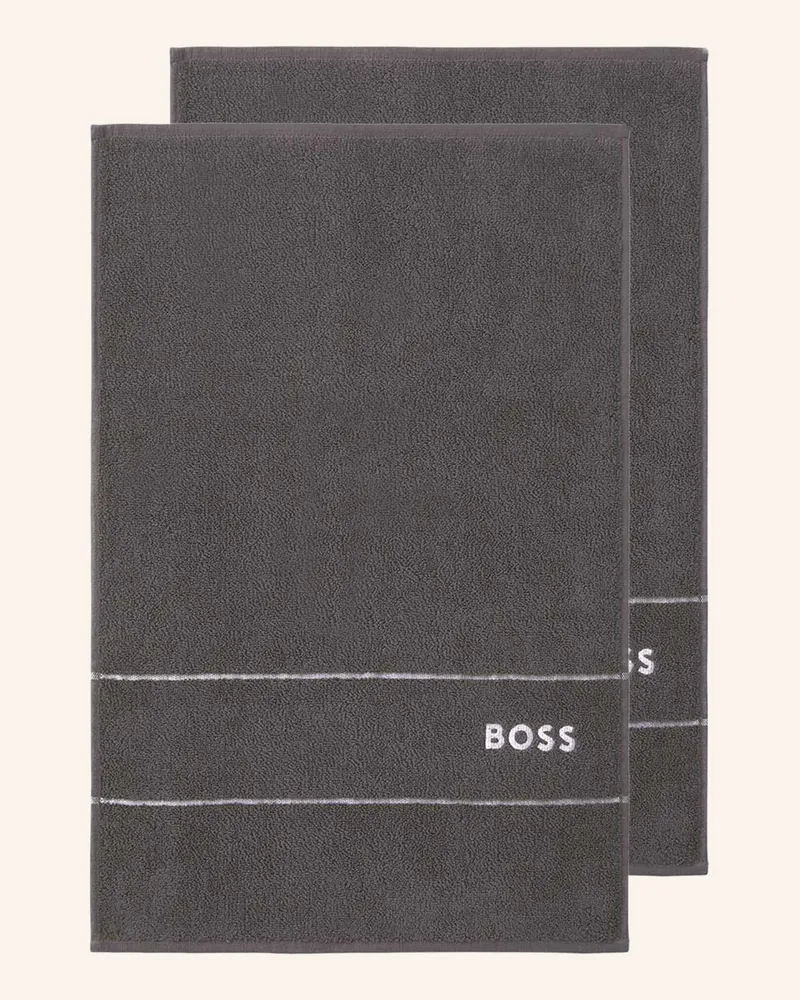 HUGO BOSS Gästetuch 2er Set PLAIN Dunkelgrau
