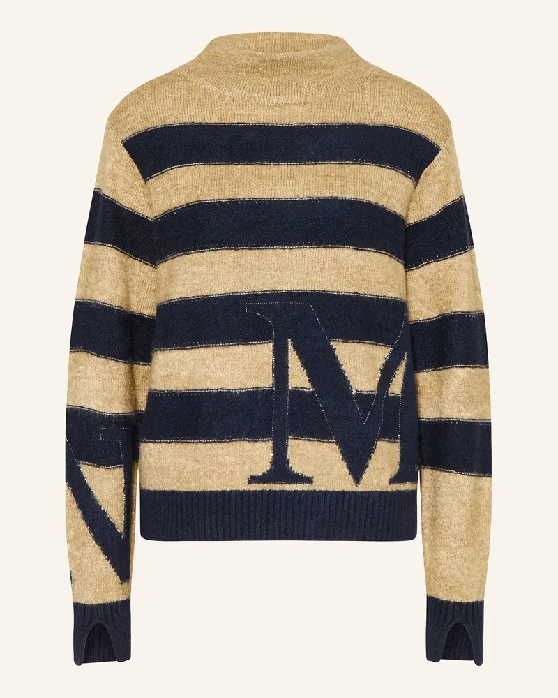 monari Pullover mit Schmucksteinen Dunkelblau