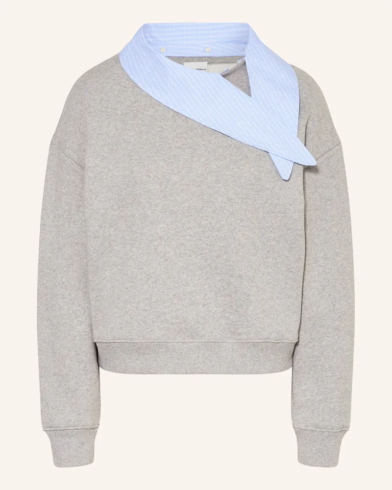 Claudie Pierlot Sweatshirt mit abnehmbarem Kragen Hellgrau