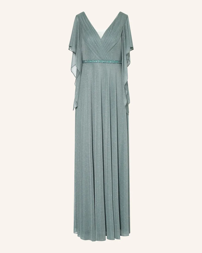 Vera Mont Abendkleid mit Volants und Schmucksteinen Dunkelgrün