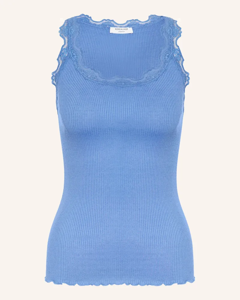 Rosemunde Seidentop BABETTE mit Spitze Blau