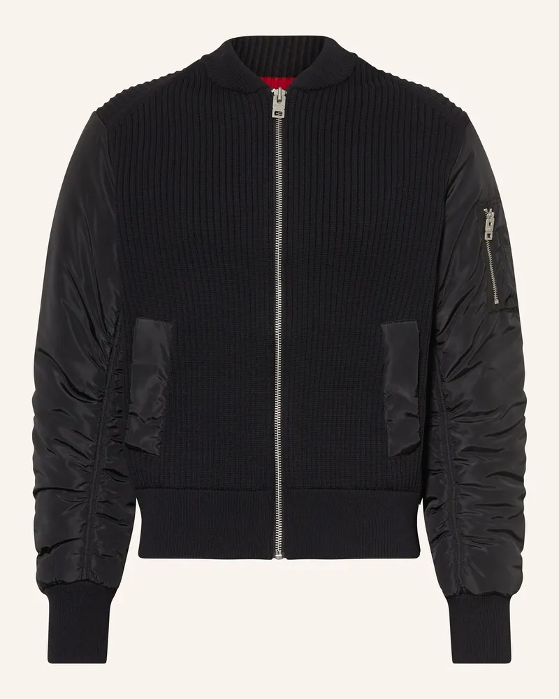 HUGO BOSS Blouson SYBRUN im Materialmix Schwarz