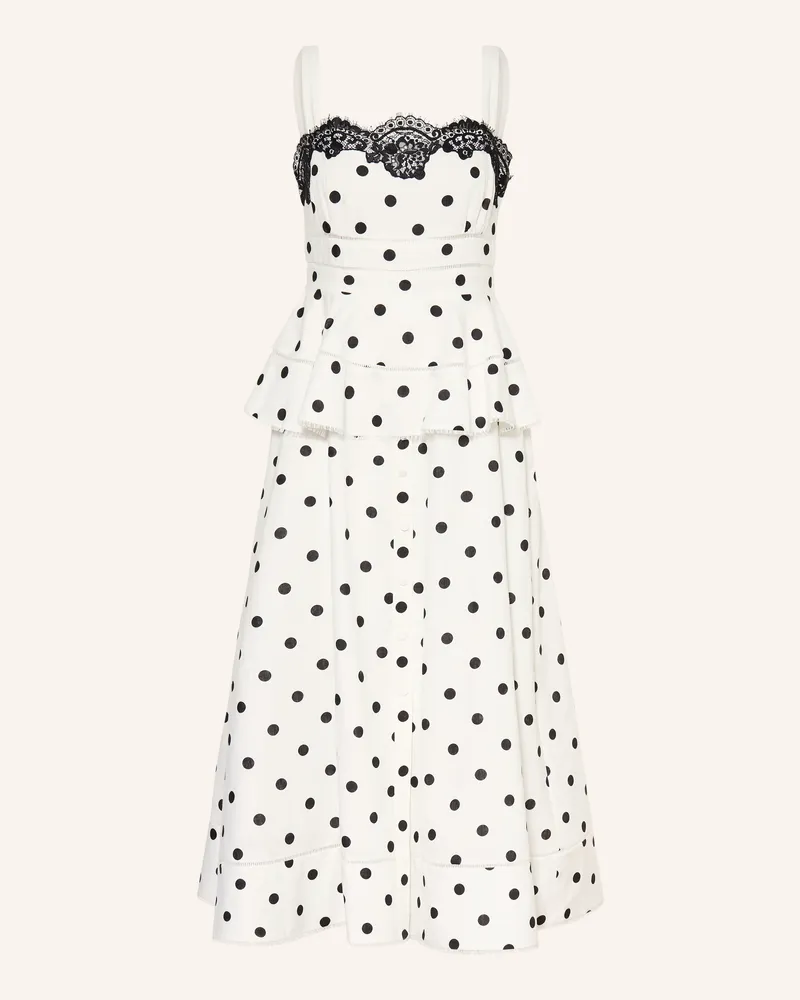 Self-Portrait Kleid Mit Leinen Und Spitze weiss Weiss