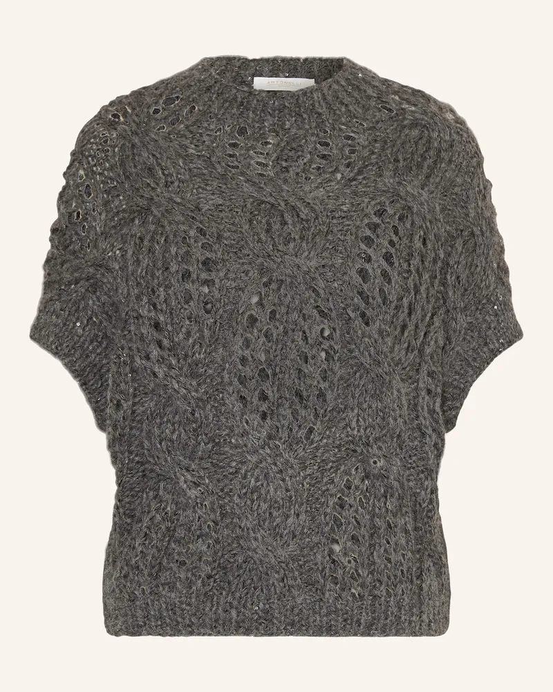 Antonelli Firenze Strickshirt POLIDORO mit Pailletten Grau