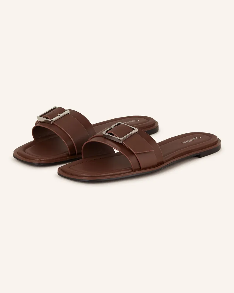 Calvin Klein Pantoletten Dunkelbraun