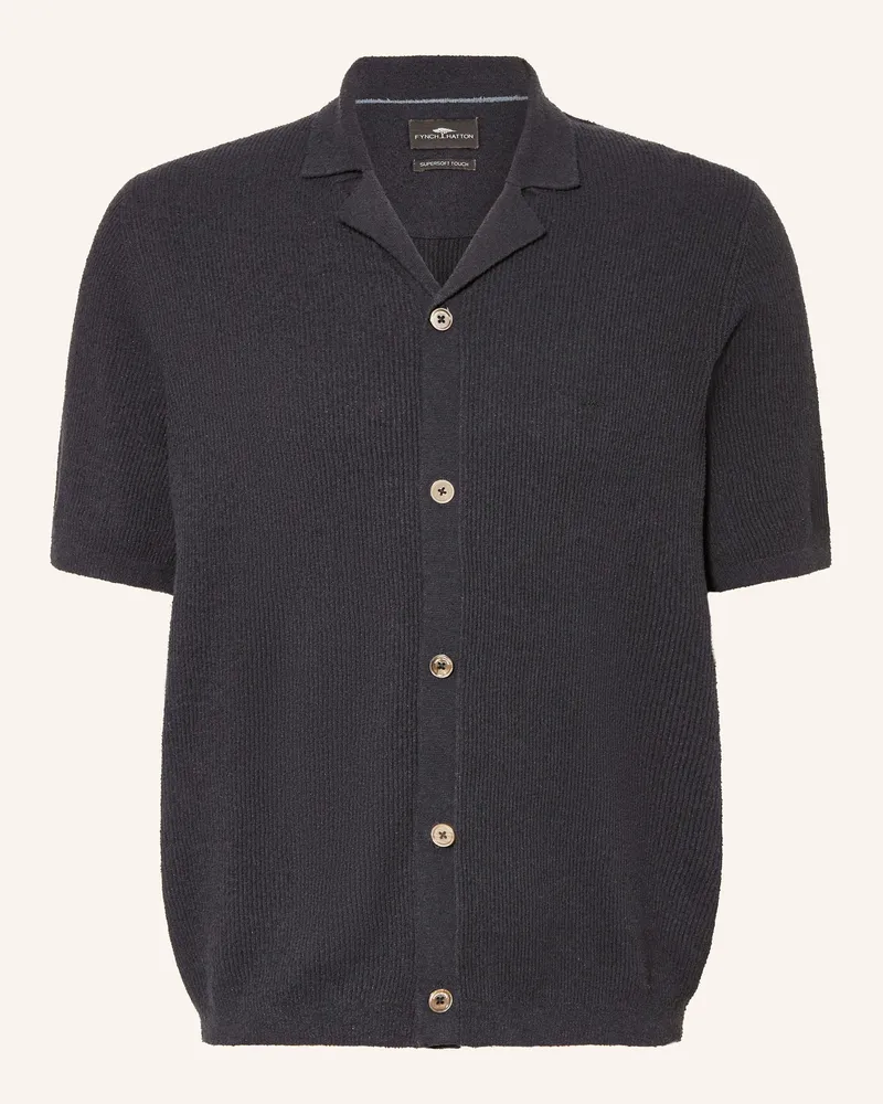 Fynch-Hatton Stick-Poloshirt blau Dunkelblau