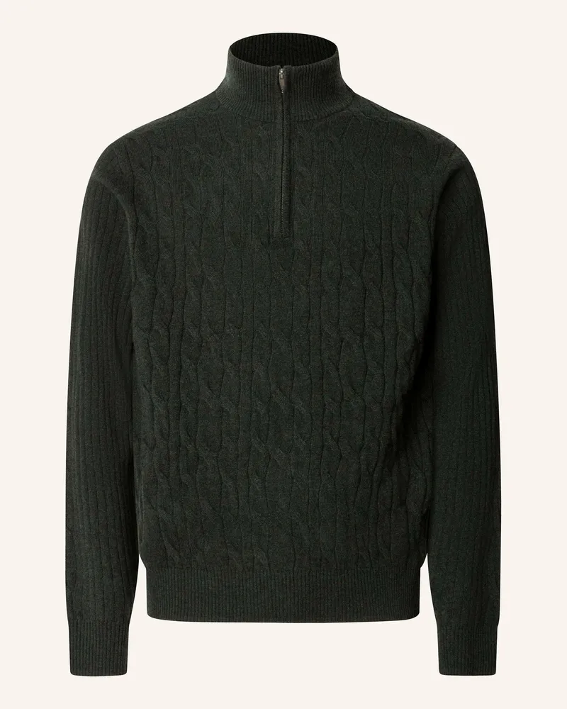 Hackett Pullover Lambswool Cable Hzip gruen Grün
