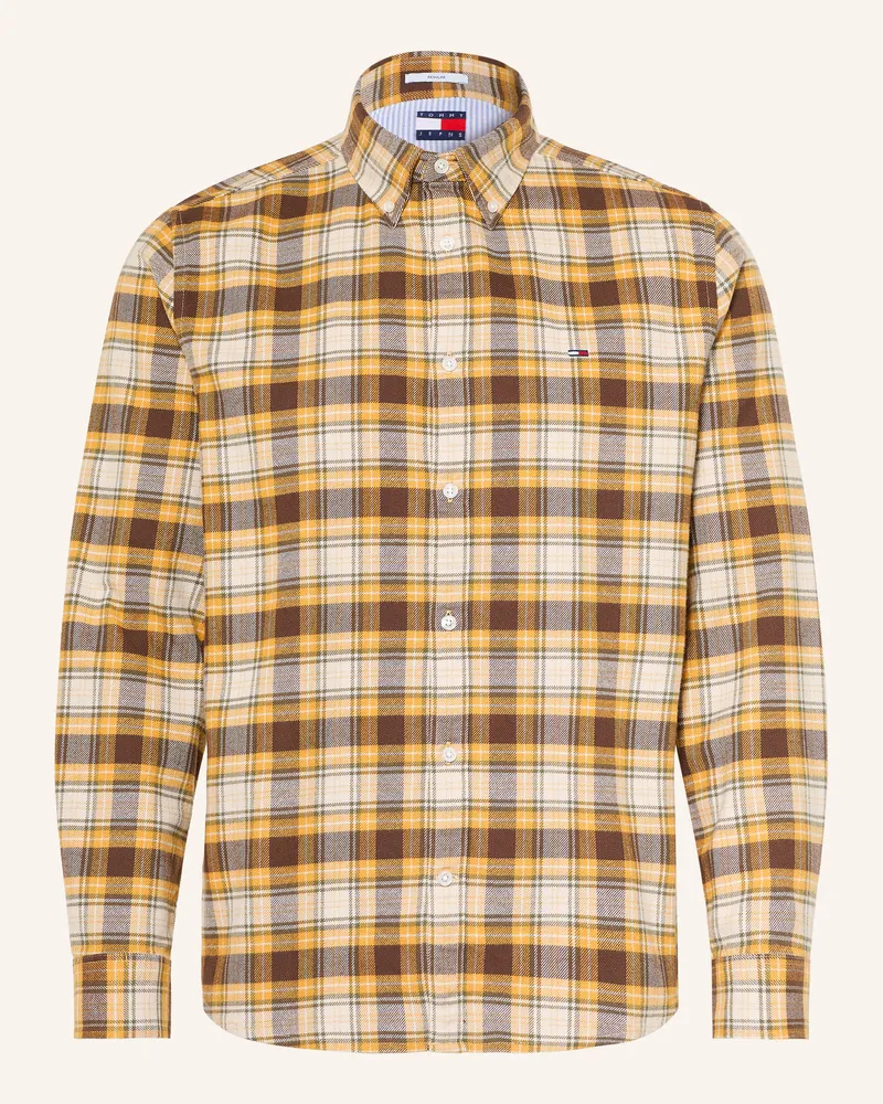 Tommy Hilfiger Flanellhemd Regular Fit beige Dunkelgelb