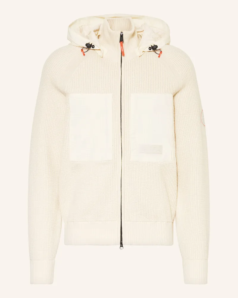 Napapijri Strickjacke A-VANOI im Materialmix mit abnehmbarer Kapuze Creme