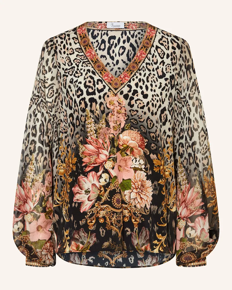 Princess goes Hollywood Blusenshirt aus Seide mit Schmucksteinen Braun