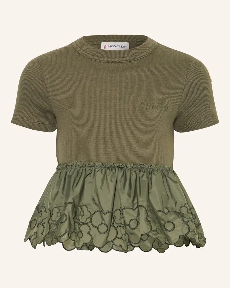 Moncler T-Shirt im Materialmix Khaki