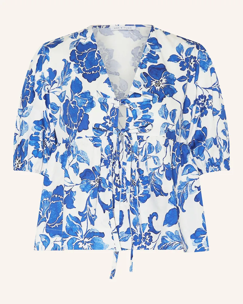 Mrs & HUGS Cropped-Bluse blau Weiss