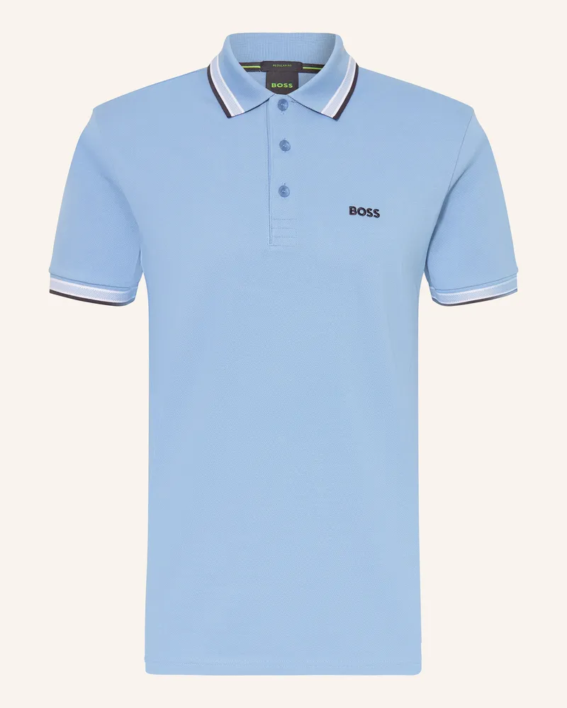HUGO BOSS Piqué-Poloshirt PADDY CURVED Regular Fit Hellblau