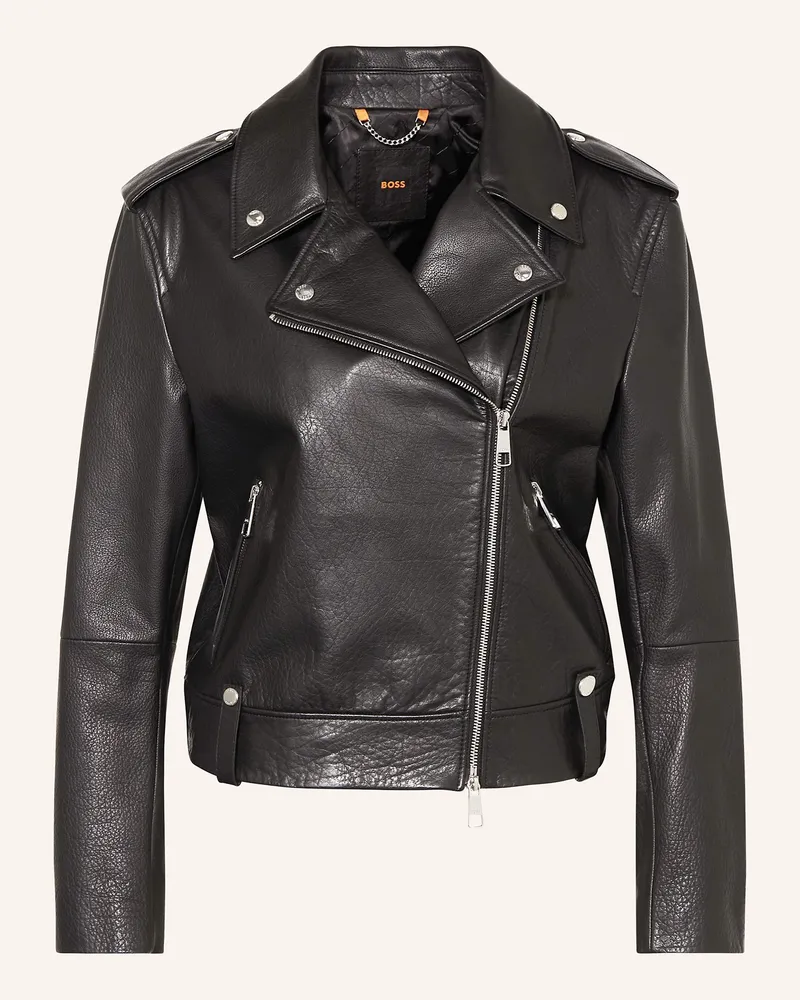 HUGO BOSS Lederjacke Sandy schwarz Schwarz
