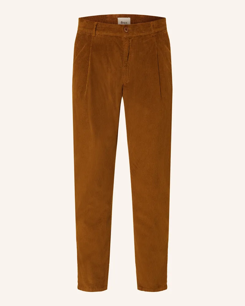 Brax Cordhose TINO Relaxed Tapered Fit Braun