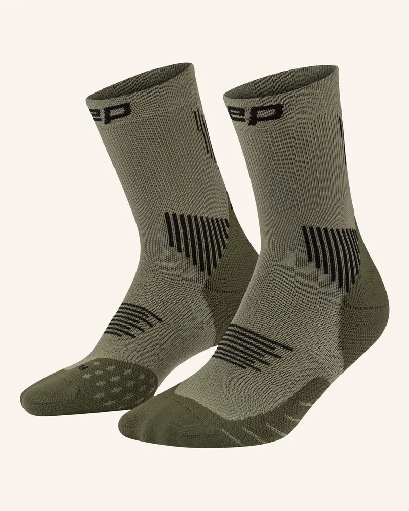 CEP Laufsocken Core Run Compression Mid Cut Mid Cushion gruen Oliv