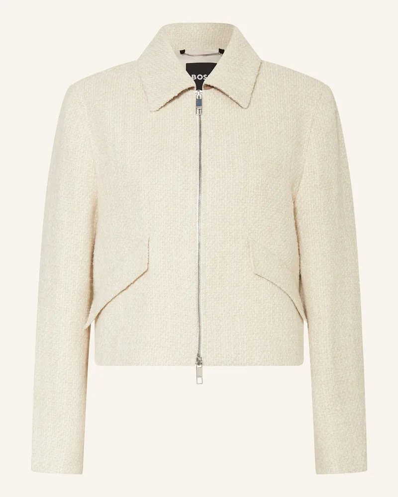 HUGO BOSS Bouclé-Kastenjacke Cafiore weiss Weiss