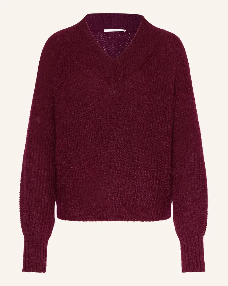 Lanius Alpaka-Pullover weiss Dunkelrot