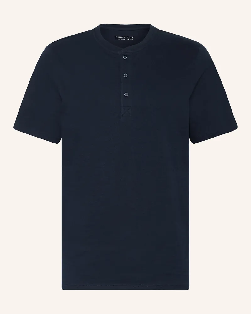 Schiesser Schlafshirt Mix+Relax blau Dunkelblau