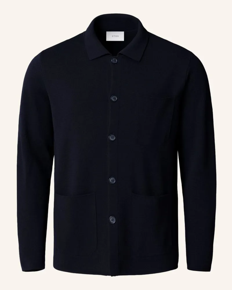 Eton Hemdjacke Milano-Strick Dunkelblau
