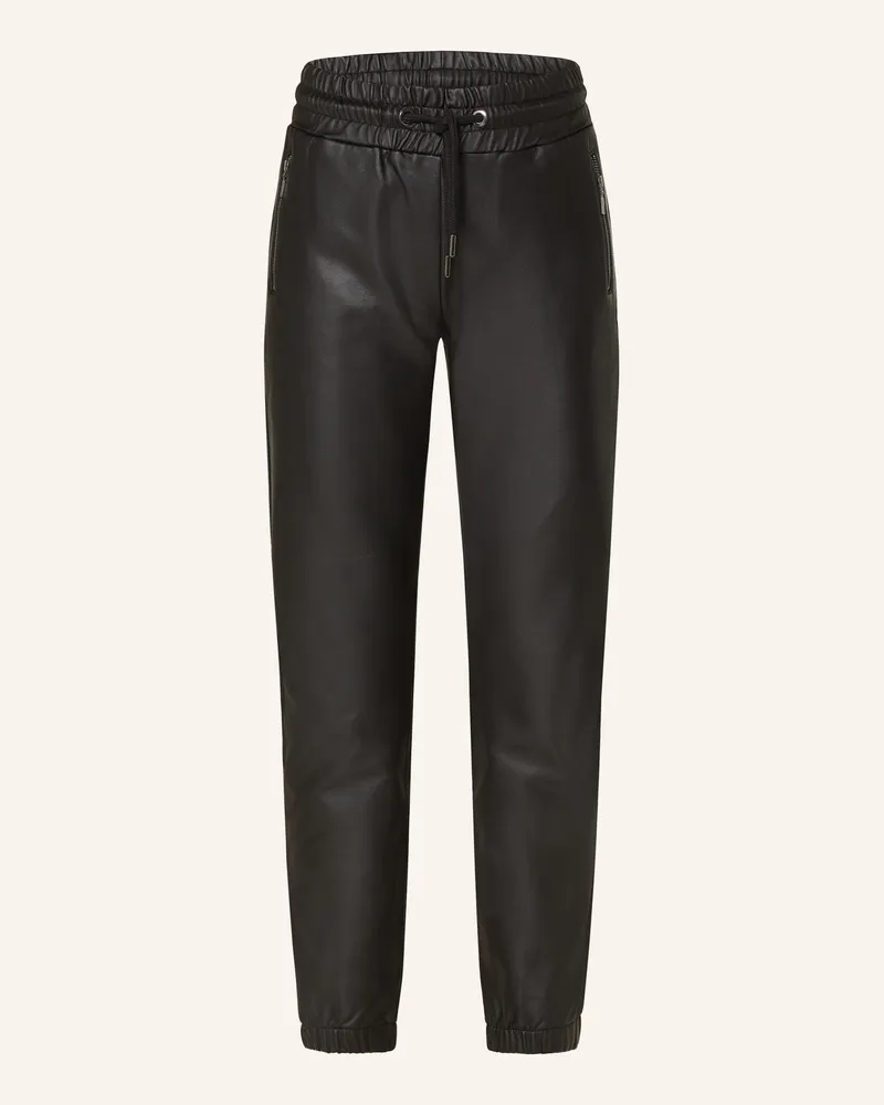 monari Hose in Lederoptik Schwarz