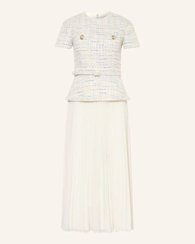 Self-Portrait Kleid Mit Glitzergarn Im Materialmix blau Creme